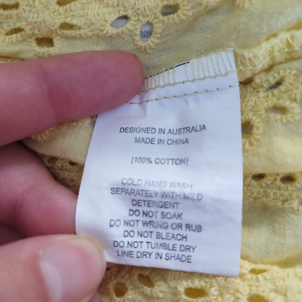 Anthropologie Label of Love Yellow Sundress Eyelet Detail | Size S-M - Picture 13 of 14